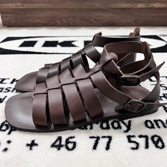 8 by YOOX LEATHER GLADIATOR SANDAL Made in Italy Buckle Closure Strap - Picture 3 of 7